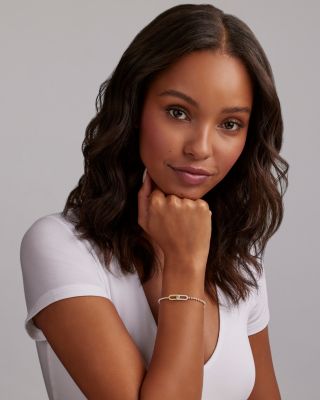 LAGOS 18K Yellow Gold & Sterling Silver Caviar Lux-Clip Diamond Bead Link Bracelet - Exclusive