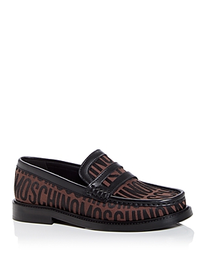 Moschino Women's Logo Print Moc Toe Penny Loafers In Brown Multi