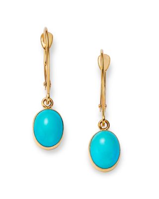 Turquoise Drop Earrings in 14K Yellow Gold