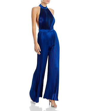 L'Idee Cinema Plisse Halter Jumpsuit