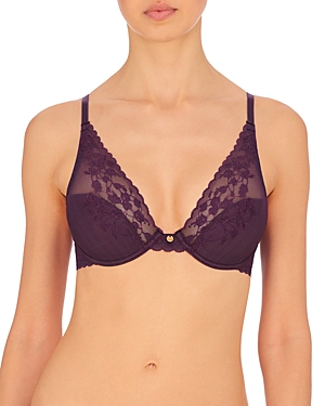 Shop Natori Cherry Blossom Convertible Lace Bra In Deep Plum