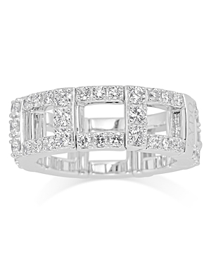 18K White Gold Stretch Diamond Art Deco Ring