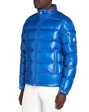 Shop Moncler Bourne Zip Front Jacket In Bright Blue