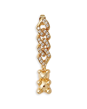 Crystal Haze Jewelry Jewelry Nostalgia Pave Link & Bear Linear Drop Earring In 18k Gold Plated