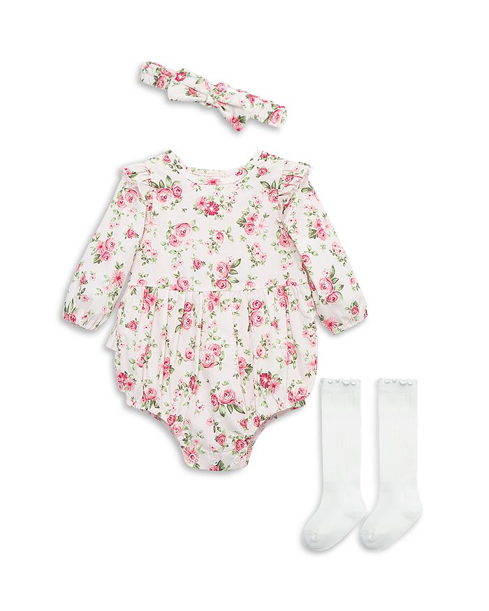 Little Me Girls Roses Headband Romper Socks Set Baby