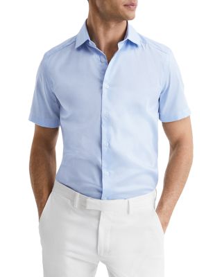 REISS Tristan Button Front Short Sleeve Shirt Bloomingdale s