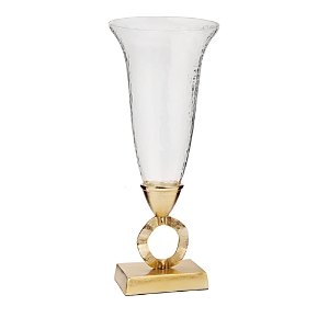 Classic Touch Hammered Glass Vase With Gold Brass Loop Stem