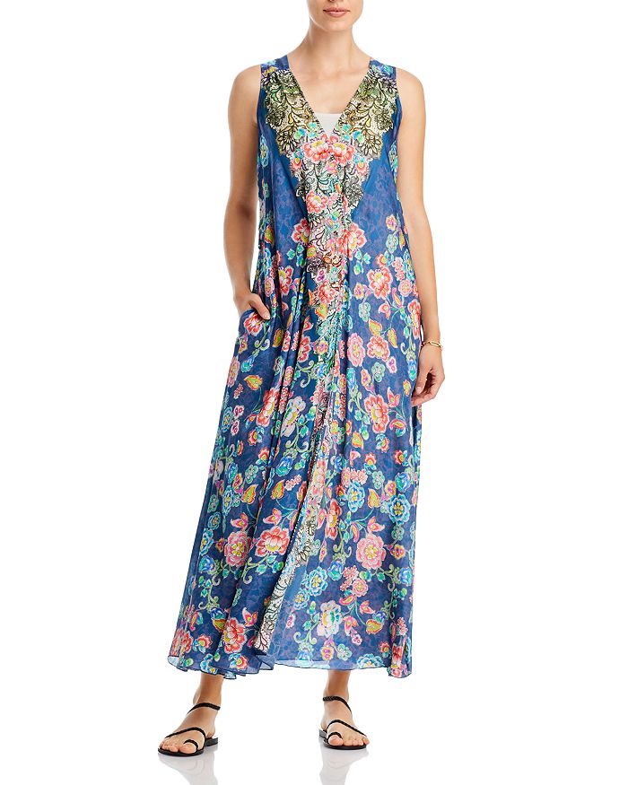 Johnny Was Peppermint Adelia Silk Maxi Dress | Bloomingdale's