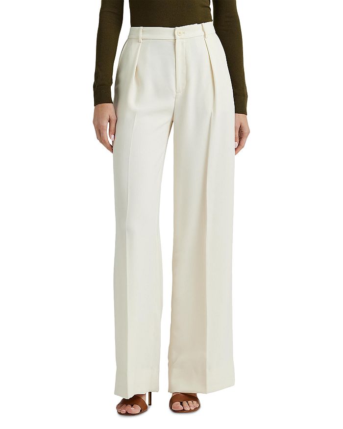 Champagne high waisted flat-front essential Wide leg Pants