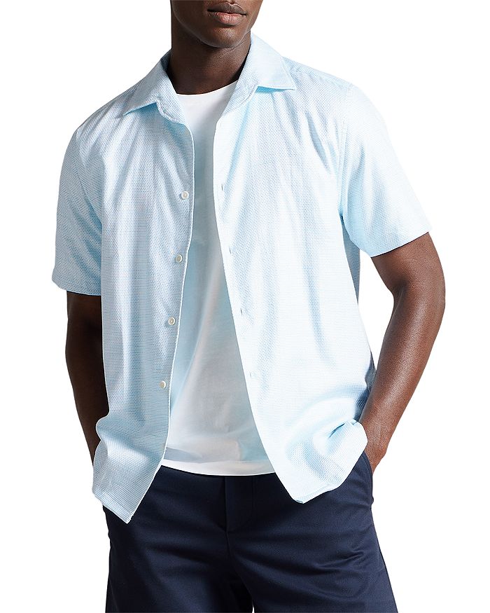 Ted Baker Seamus Short Sleeve Semi Plain Linen Shirt | Bloomingdale's