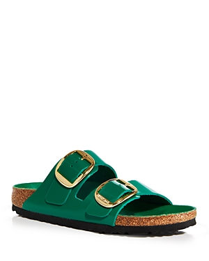 Birkenstock Arizona Big Buckle Slide Sandal In High Shine Digital Green