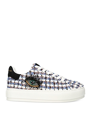 Kurt Geiger Tweed Laney Eagle Sneakers In Open White