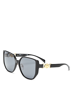 Versace Square Sunglasses, 53mm In Black/gray Solid