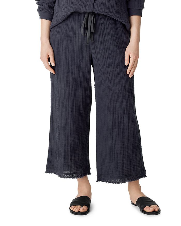 Eileen Fisher Organic Cotton Gauze Wide-leg Pant in White