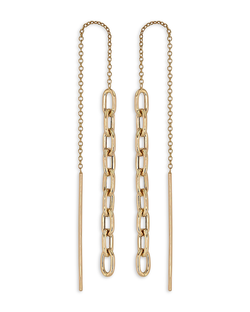 Zoë Chicco 14k Yellow Gold Heavy Metal Chain Drop Threader Earrings In Gold
