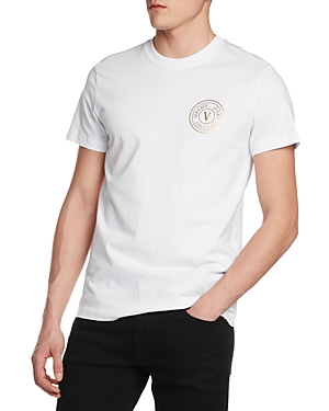 Versace Jeans Couture Cotton Jersey Graphic Tee In White Gold