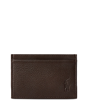 Polo Ralph Lauren Pebbled Leather Slim Card Case In Brown