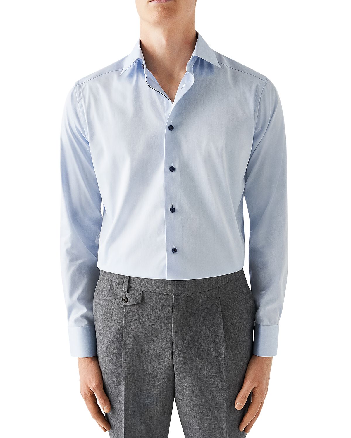 Eton Contemporary Fit Twill Shirt with Contrast Buttons