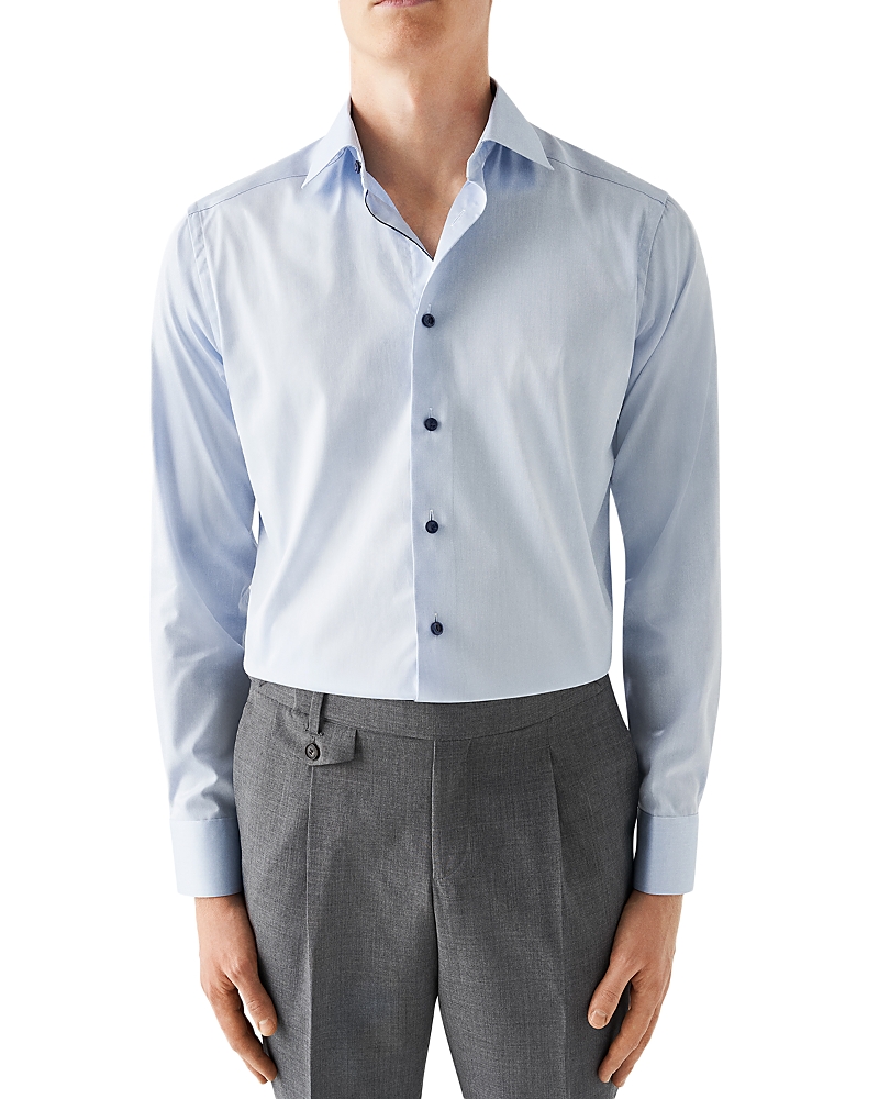 Eton Contemporary Fit Twill Shirt with Contrast Buttons