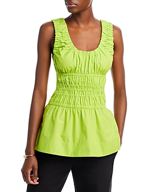 Shop Proenza Schouler White Label Proenza Schoulder White Label Cotton Gathered Tank Top In Green Apple