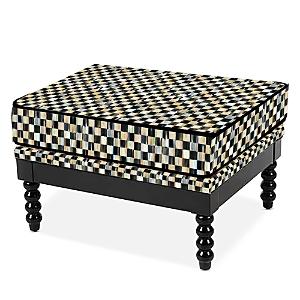 Mackenzie-childs Spindle Check Outdoor Ottoman In Multi