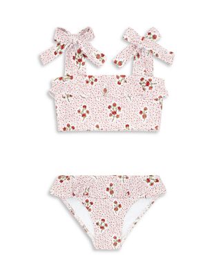 Minnow Girls' Ruffled Bandeau Two Piece Swimsuit - Baby, Little Kid In Pink