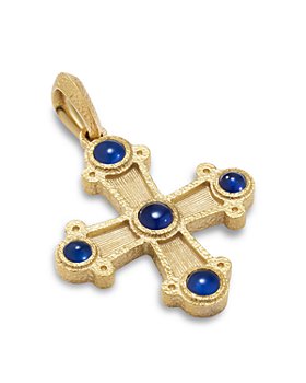 David Yurman - Men's 18K Yellow Gold Shipwreck Blue Sapphire Cross Amulet Pendant