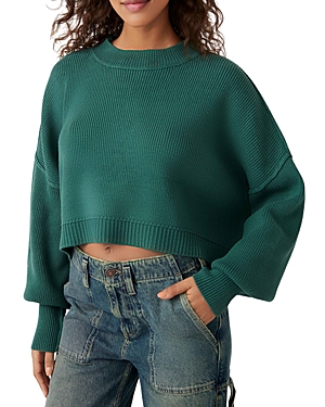 Free People Easy Street Crop Pullover In Hunter Green