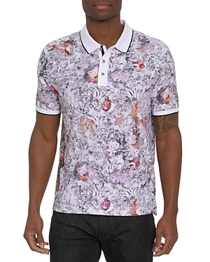 ROBERT GRAHAM ROARING FLORALS COTTON PRINTED CLASSIC FIT POLO SHIRT