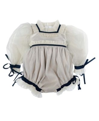 Petite Maison Kids - Girls' Coco Caramel Tulle Romper with Sheer Puff Tulle Sleeves - Baby, Little Kid