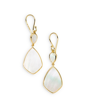 Shop Ippolita 18k Yellow Gold Rock Candy Mother Of Pearl Double Stone Drop Earrings In White/gold
