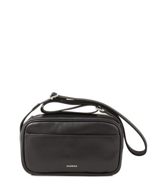 Sandro Logo-embossed Leather Mini Bag In Black