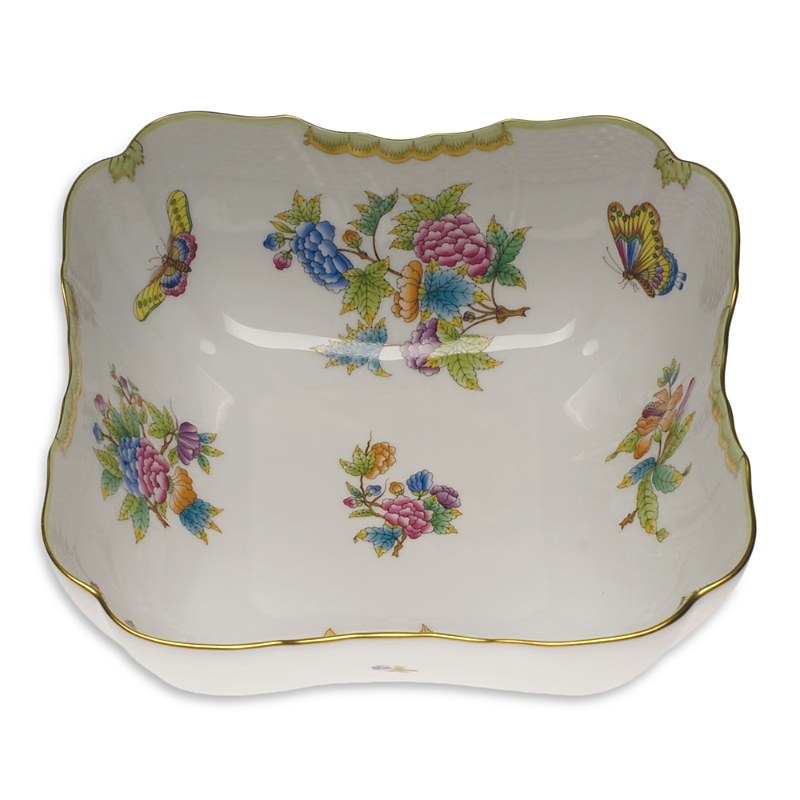 Herend Square Porcelain Salad Bowl In Multi