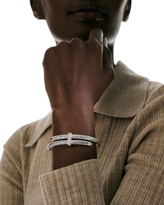 14K Yellow Gold & Sterling Silver Diamond Spear Flex Cuff