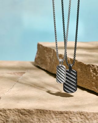 Men's Sculpted Cable Tag in Black Titanium, 35mm