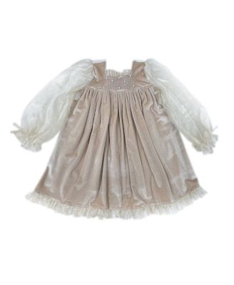 Petite Maison Kids - Girls' Helena Velour Dress with Organza Puff Sleeves - Baby, Little Kid, Big Kid