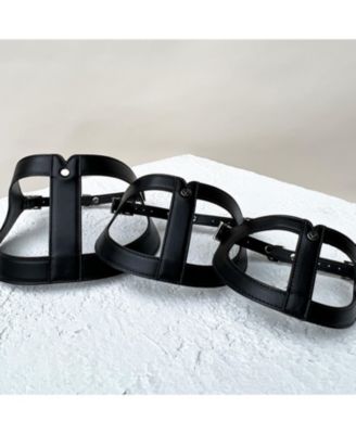 Black Leather Adjustable Dog Harness