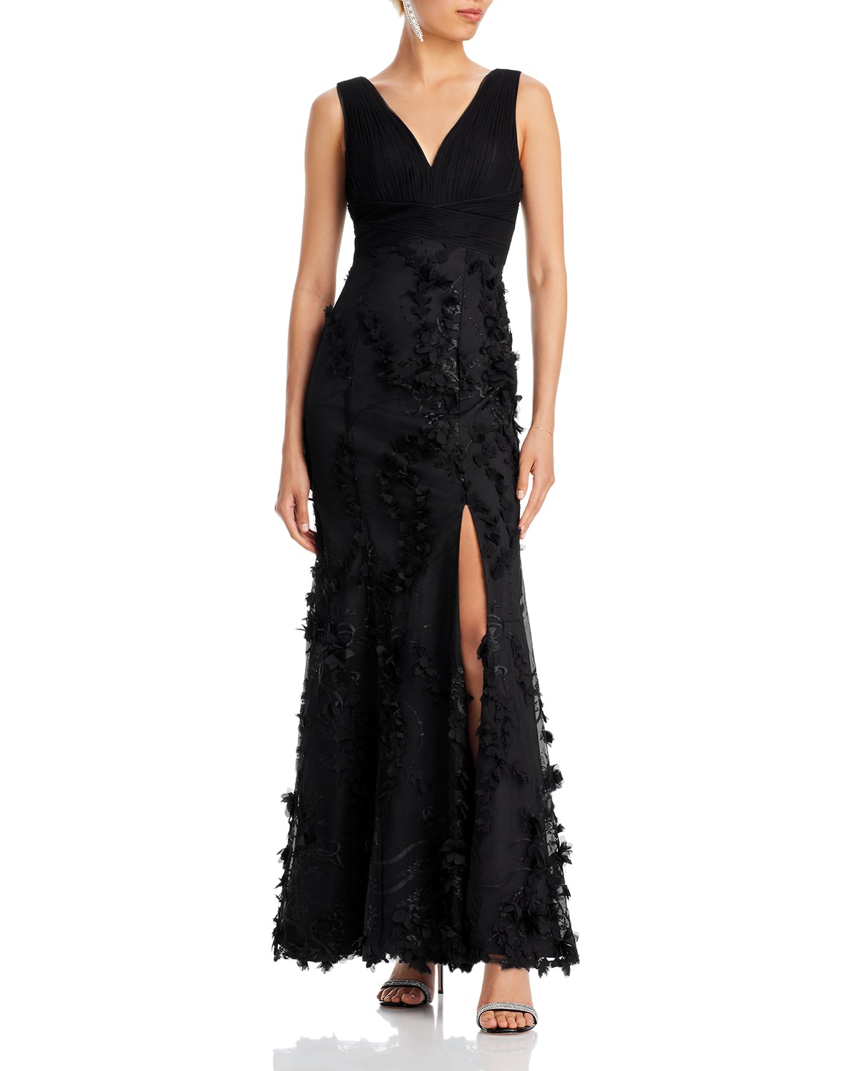 Floral Appliqué Mermaid Gown - Exclusive