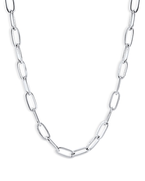 14K White Gold Squared Oval Link Chain Necklace