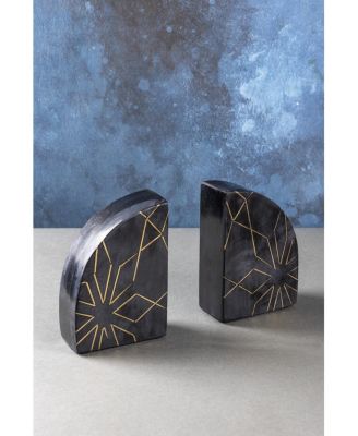  Enchant Black Marble Bookends, Set of 2
