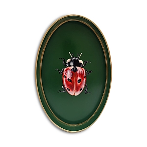 Les Ottomans Iron Tray, 13 In Green/red