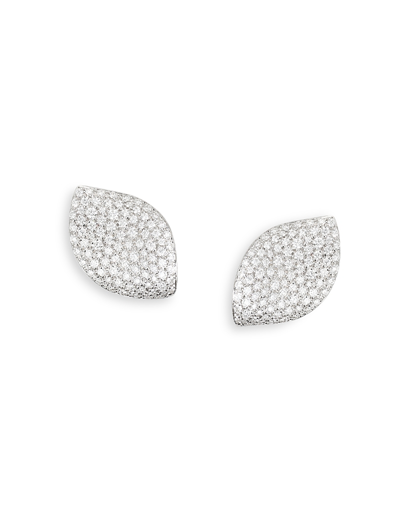 Pasquale Bruni 18k White Gold Aleluia Diamond Pave Leaf Statement Earrings In White