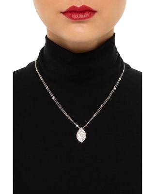 18K White Gold Aleluia Diamond Pav&eacute; Leaf Pendant Necklace, 17.3"