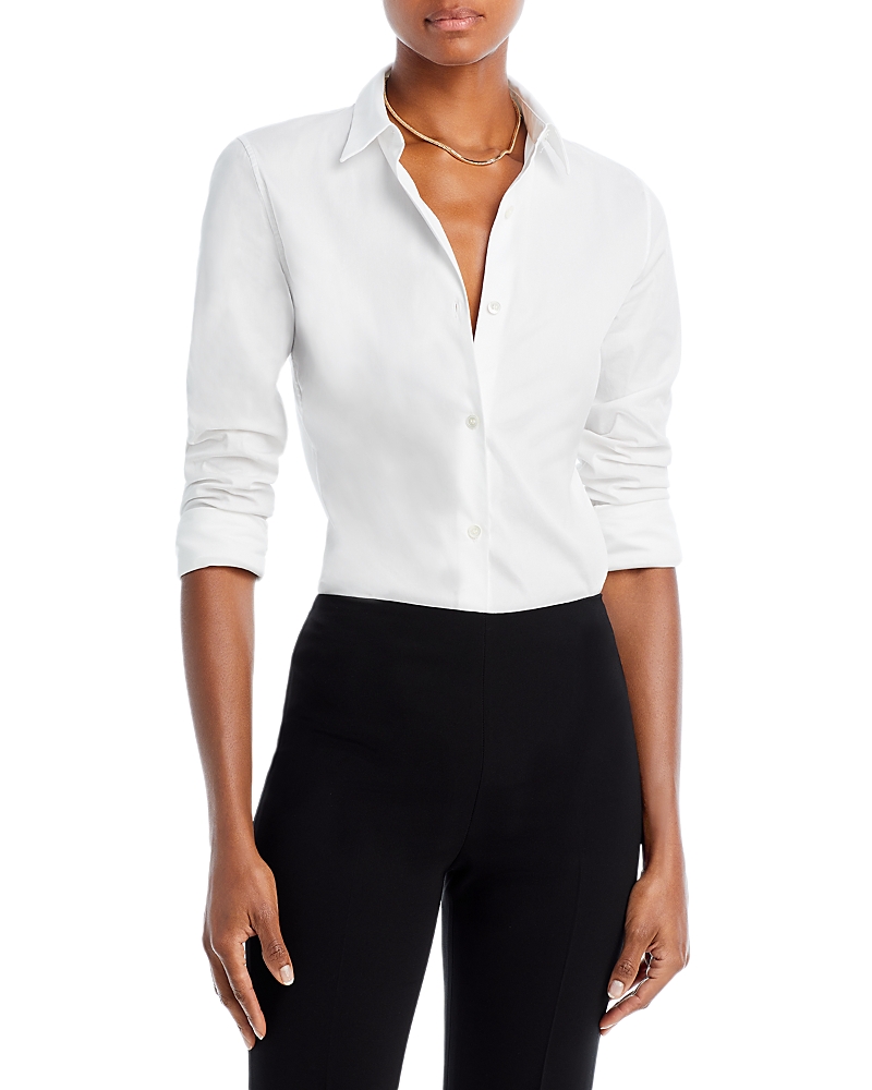 Theory Tenia Luxe Stretch Cotton Top In White