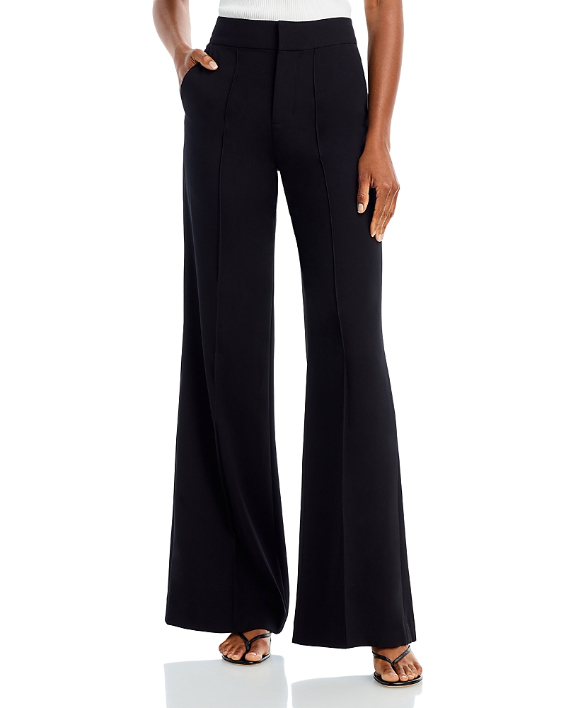 Alice And Olivia Dylan High Waist Wide Leg Pants In Black Crepe In Black