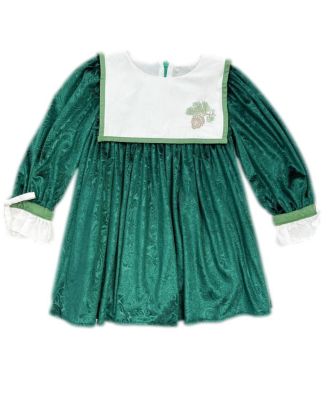 Petite Maison Kids - Girls' Everly Damask Velour Green Dress - Baby, Little Kid, Big Kid