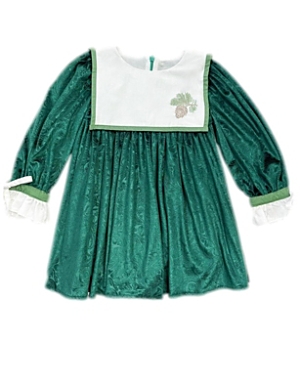 Shop Petite Maison Girls' Everly Damask Velour Green Dress - Baby, Little Kid, Big Kid