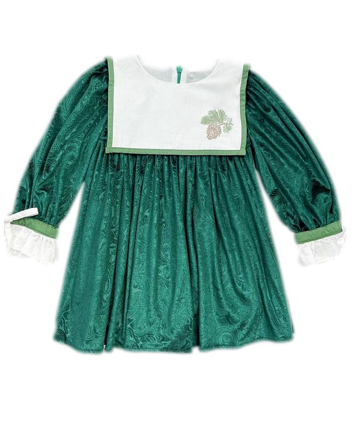 Petite Maison Kids Girls' Everly Damask Velour Green Dress - Baby ...
