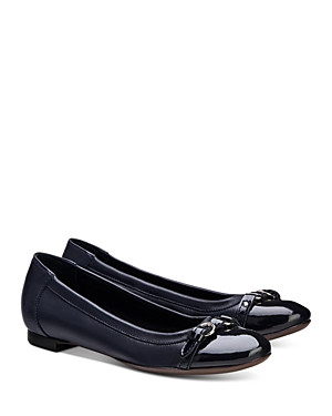 Agl Attilio Giusti Leombruni Monika Cap Toe Ballet Flat In Blue Leather