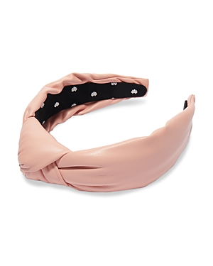 Shop Lele Sadoughi Faux Leather Knotted Headband In Pink